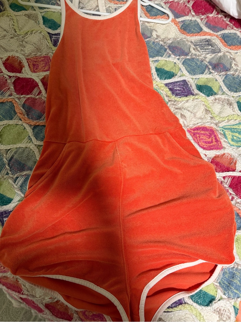 Orange Free People Terry Romper with White Trim